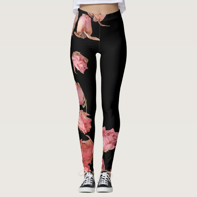 Leggings Roses naturels rouges sur arrière - plan transpare (Devant)