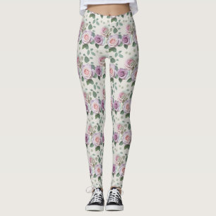 Leggings Roses pastel dans des nuances de lilas menthe et r