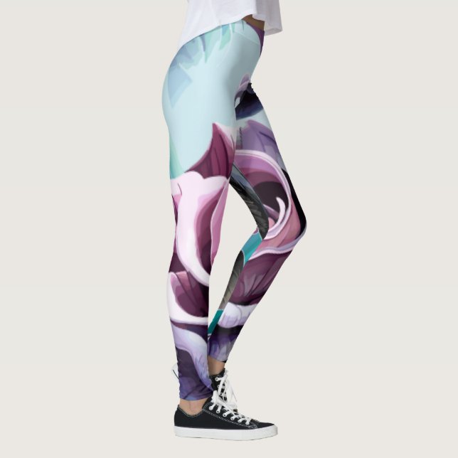 Leggings Roses radieux : Parfaitement rose et violet pétale (Droite)