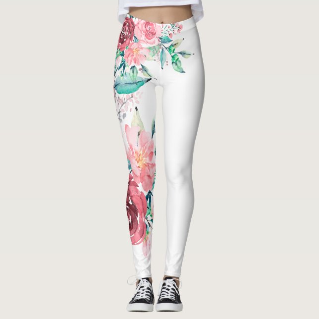 Leggings Roses roses roses et rouges étonnantes (Devant)