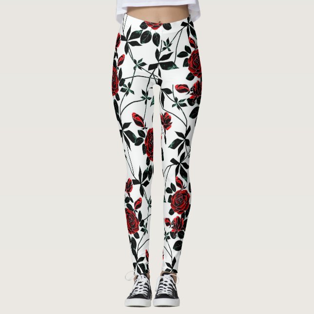 Leggings Roses rouges. (Devant)