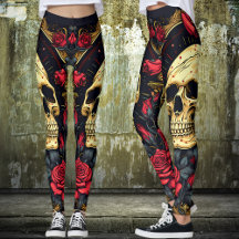 Roses rouges crâne gothique Halloween Yoga