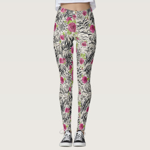 Leggings Roses sur le motif animal