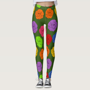 Leggings Roses vifs et colorés - Vert