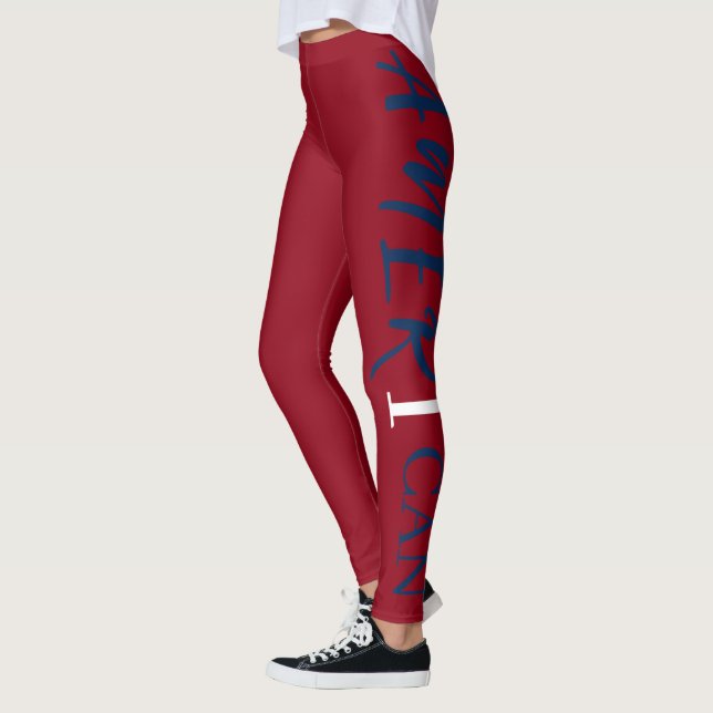 Leggings Rouge Blanc Bleu Noir Femme Africaine Américaine (Gauche)