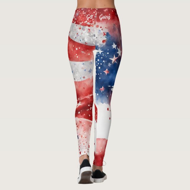 Leggings Rouge blanc et bleu 4 juillet (Dos)