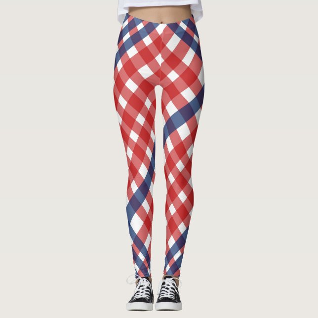 Leggings Rouge blanc et bleu En vichy plaid (Devant)