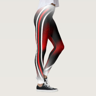 Leggings rouge+blanc+noir