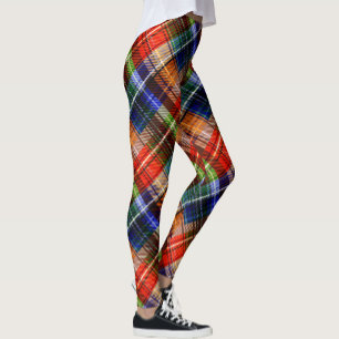 Leggings Rouge Bleu Vert Jaune Carreaux Tartan Design 