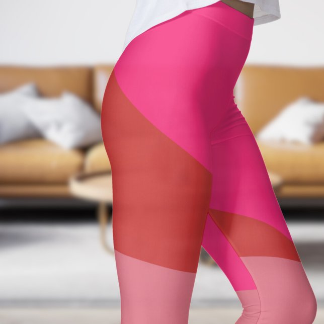 Leggings Rouge chic avec Angles de crème (Chic Red with Cream Angles Leggings)