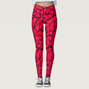 Leggings rouge écarlate motif, géométrique, abstrait th
