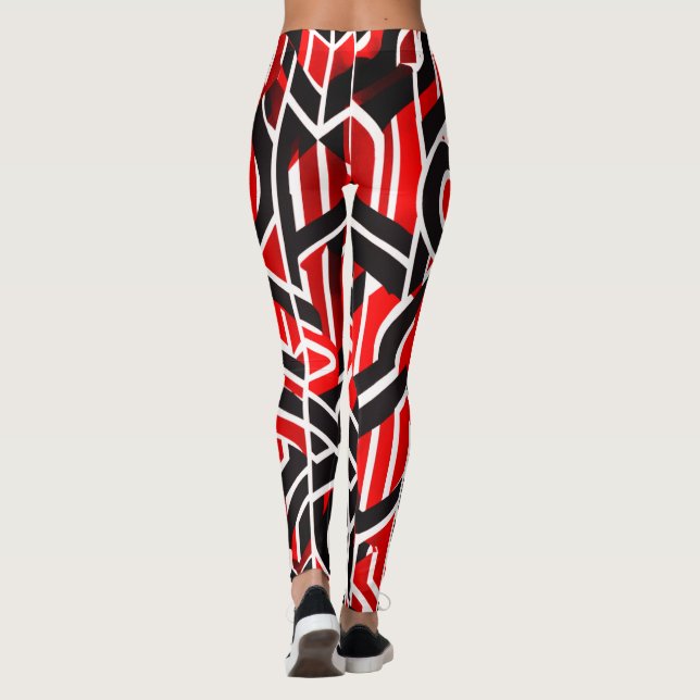 Leggings Rouge élégant, noir, blanc avec Motif subtil - (Dos)