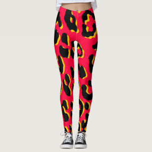 Leggings Rouge Empreinte de léopard
