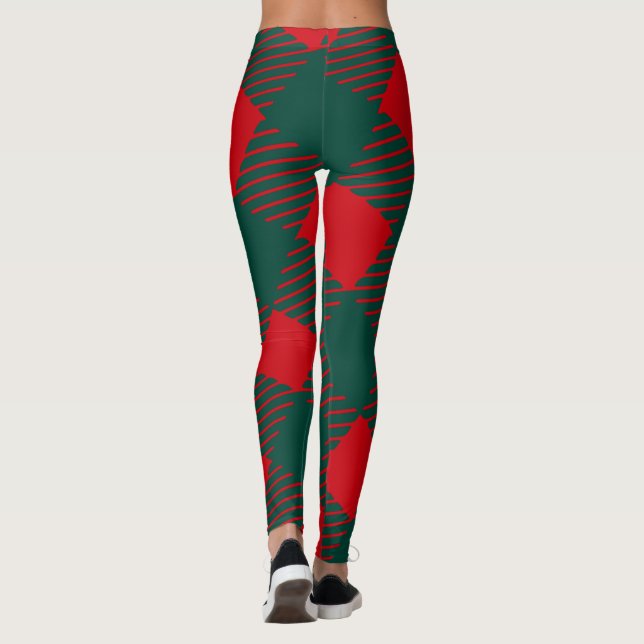 Leggings Rouge et vert Carré Box Moderne Simple Pour elle (Dos)