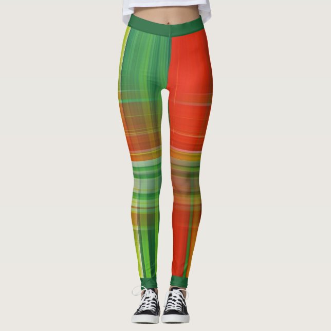 Leggings Rouge et vert plaid (Devant)