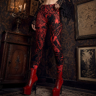 Leggings Rouge gothique victorien Baphomet mystique