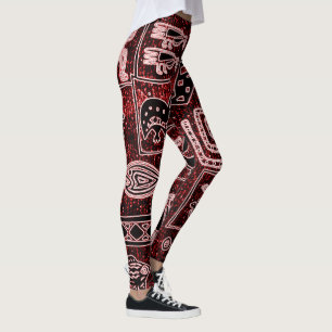 Leggings Rouge, guêtres africaines noires et blanches de