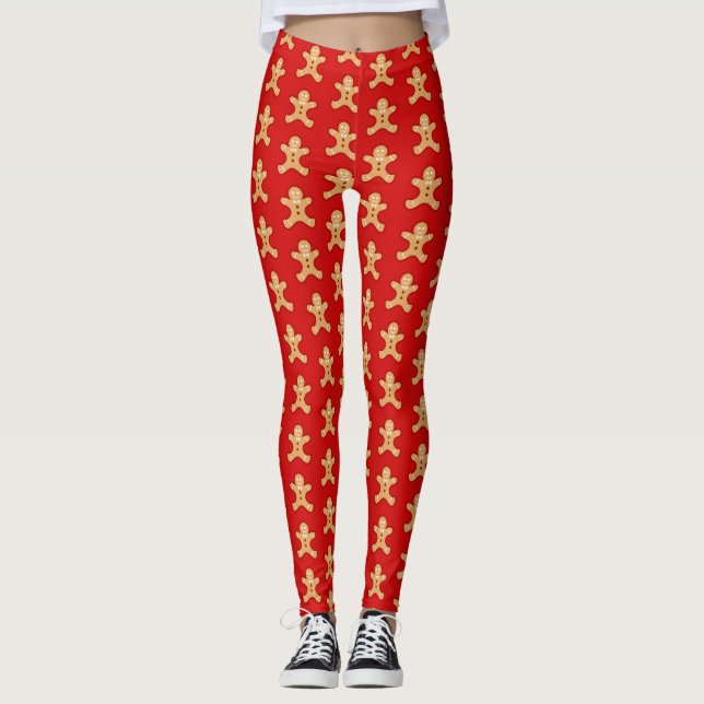 Leggings Rouge, hommes de pain d'épice (Devant)