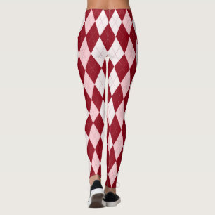 Leggings Rouge Jacquard Crimson rose Petit Diamant Forme