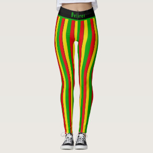 Leggings Rouge Jaune Vert Rayé Rasta