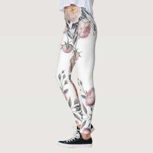 Leggings Rouge Navy Bleu Rose Pâle Floral Pastel