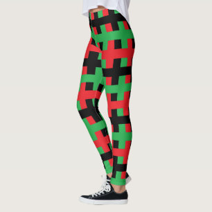 Leggings Rouge, noir abstrait et vert
