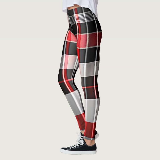 Leggings Rouge Noir Abstrait Plaid Collection populaire (Gauche)