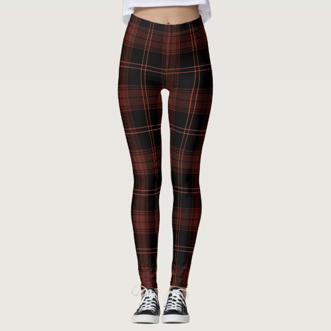 Leggings Rouge, Noir, Cherrywood, Rouge Damas Twill Tartan (Devant)