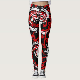 Leggings Rouge, noir et blanc