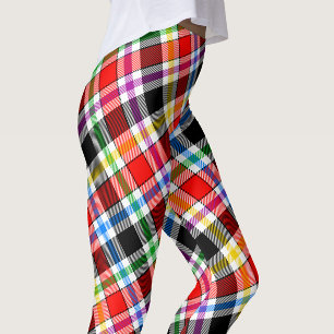 Leggings Rouge Noir Flanelle carreau tartan multicolore