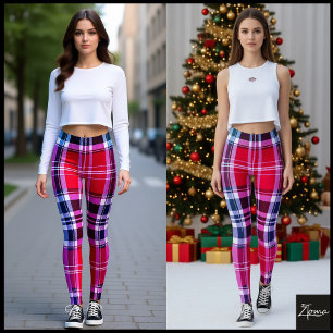 Leggings Rouge Rose Aqua Vibrant Carreaux Modernes