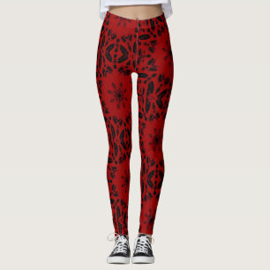 Leggings Rouge sang noir conception géométrique audacieuse 