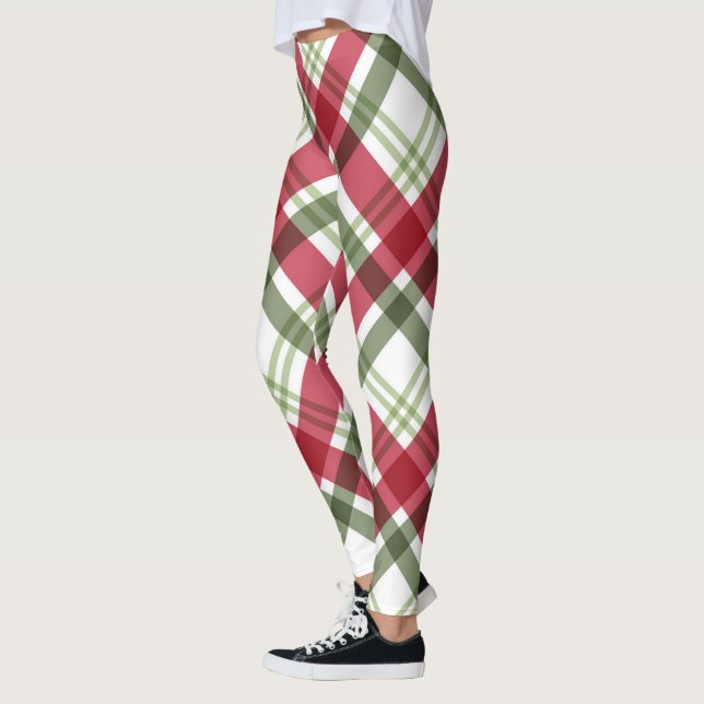 Leggings Rouge Vert blanc Noël Plat (Gauche)