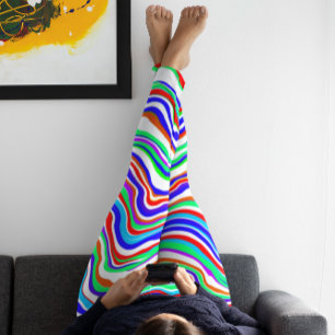 Leggings Rouge, Vert, Bleu, Blanc Abstrait