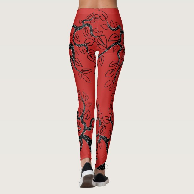 Leggings rouges avec Arbres Design - Choisir la co (Dos)