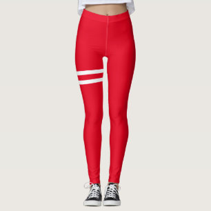 Leggings rouges avec lignes blanches