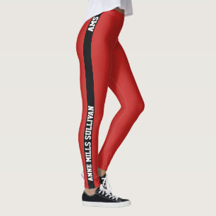 Leggings rouges élégants avec nom et initiales