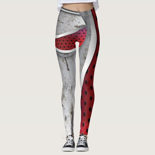 leggings rouges et gris texturés 3D (Devant)
