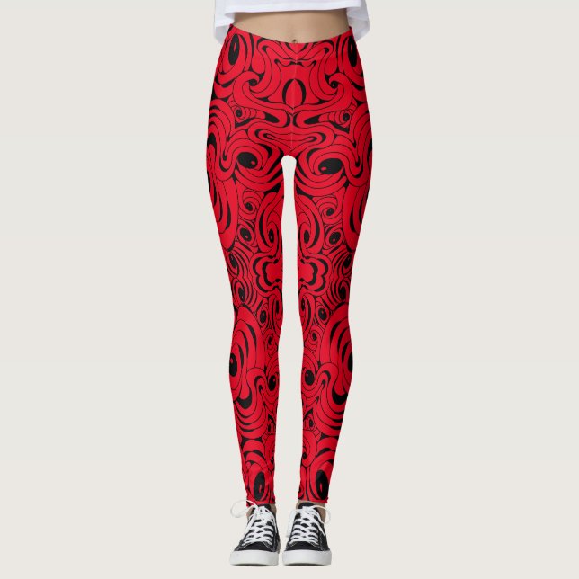 Leggings rouges et noirs de Joya Eve (Devant)