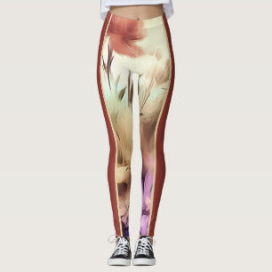 Leggings rouges fleuris et foncés