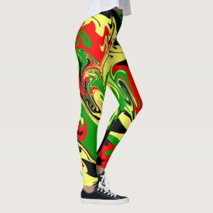 Leggings Rouges, Jaunes, Noires et Vertes