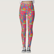 Leggings rouges Motifs de New York