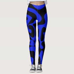 Leggings Royal Blue Black Cute Femme Mode
