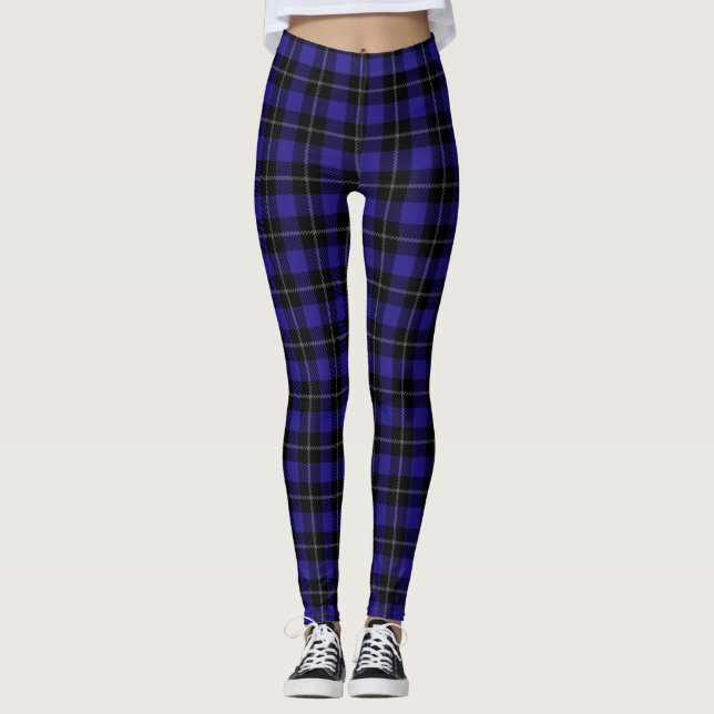 Leggings Royal Blue Black Plaid (Devant)