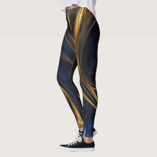 Leggings Royal Blue Gold Abstrait Swirl