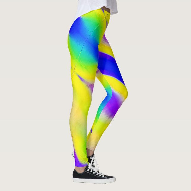 Leggings Royal Blue Neon Yellow Lime Green Aqua Crazy Impri (Droite)