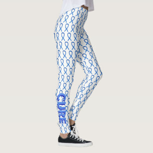 Leggings Ruban de sensibilisation bleu Mots personnalisés L