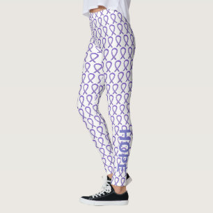 Leggings Ruban de sensibilisation Lavande Mots personnalisé