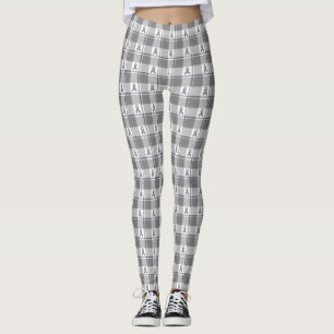 Leggings Ruban gris à carreaux de sensibilisation au cancer