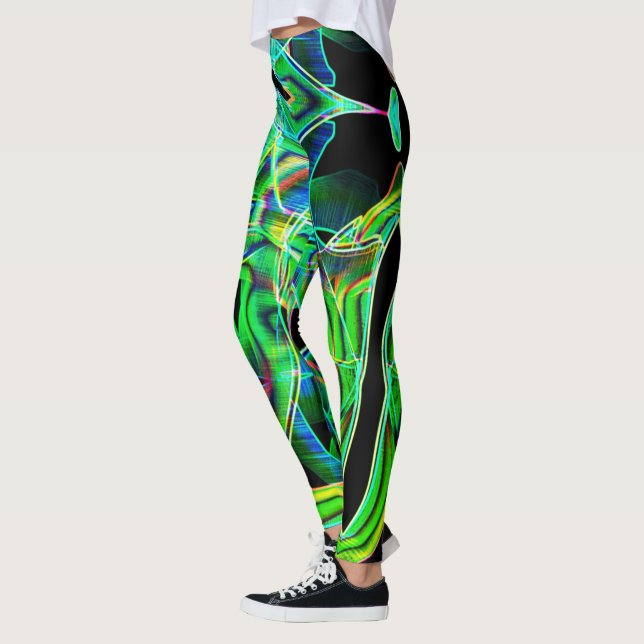 Leggings Rubans courbés verts, surlignés par relief (Gauche)